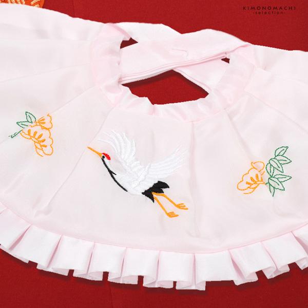 お宮参り用 フードセット 小物セット 女の子 前掛け(スタイ よだれかけ)、帽子(フード)、お守り袋、熨斗扇子(末広)の4点セット 正絹 日本製 無ホルマリン加工 お宮詣り 祈願 お祈り 一つ身 初着 お初着 御祝着 産着 子供 キッズ 赤ちゃん ベビー 【メール便不可】