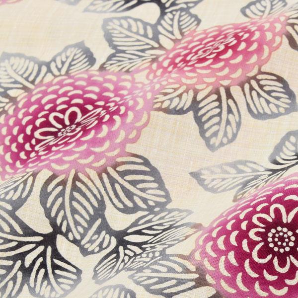 浴衣反物 三勝 「生成り色地 ダリア、赤」 注染 未仕立て シック 大人 モダン 粋 古典 ゆかた 女性浴衣 レディース浴衣 ブランド ブランド浴衣 花火大会 夏祭り 【メール便不可】