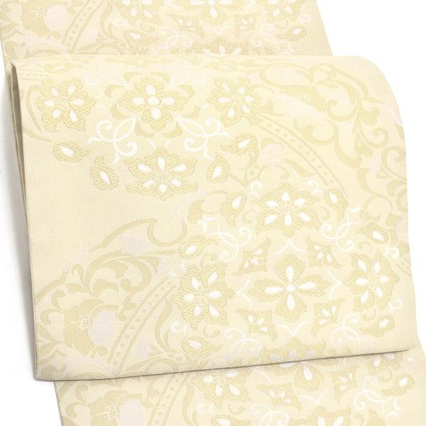 振袖袋帯「ベージュ　花更紗」お仕立て上がり 振袖用 袋帯 お仕立て済 振袖帯【メール便不可】