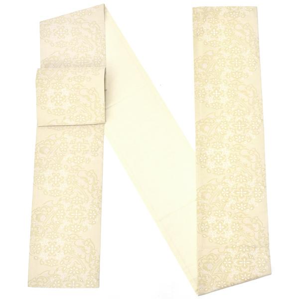 振袖袋帯「ベージュ　花更紗」お仕立て上がり 振袖用 袋帯 お仕立て済 振袖帯【メール便不可】