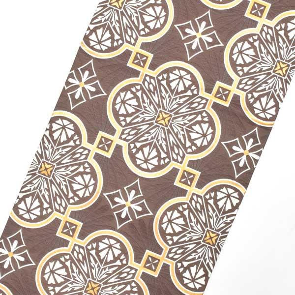 振袖袋帯「茶　アールデコ」お仕立て上がり 振袖用 袋帯 お仕立て済 振袖帯【メール便不可】