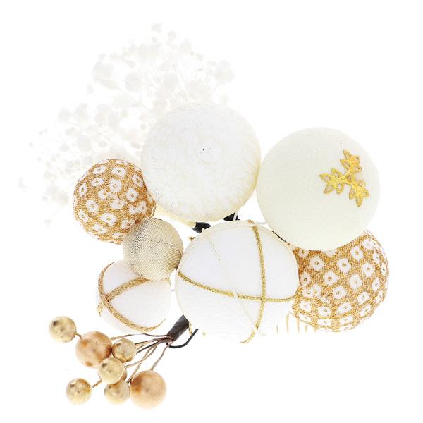 髪飾り 成人式 コームセット「白　木の実」振袖用髪飾り 成人式 卒業式 結婚式 着物 日本製【メール便不可】