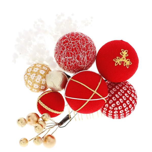 髪飾り 成人式 コームセット「赤 木の実」振袖用髪飾り 成人式 卒業式 結婚式 着物 日本製【メール便不可】