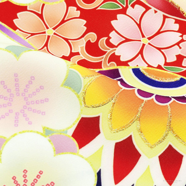 七五三 着物 7歳 ブランド 四つ身着物 単品 Shikibu Roman 式部浪漫 「クリーム色×藤色 梅」 女の子 7才 女児用 子供着物 七才のお祝い着向け 日本製 【メール便不可】