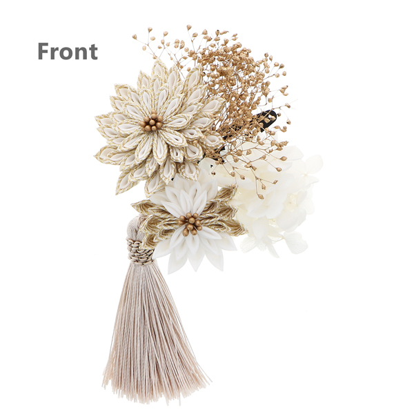 成人式 髪飾り スリーピン クリップ 「菊とアナベル 黒 白」全2種 振袖用髪飾り お花髪飾り 成人式 卒業式 結婚式 着物【メール便不可】