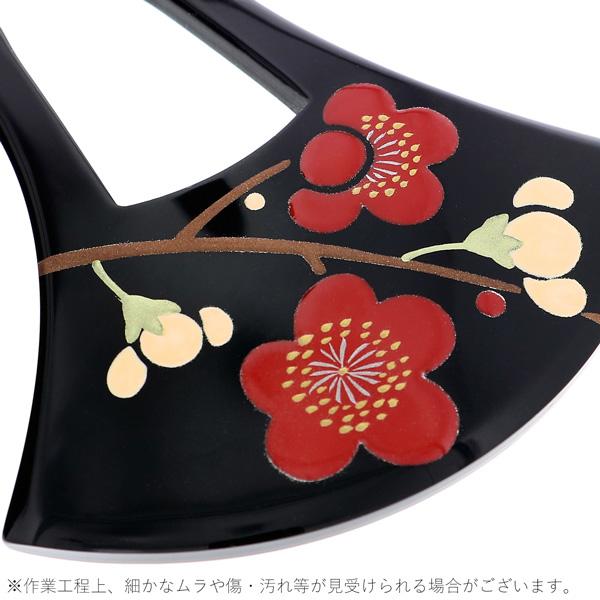 銀杏型 かんざし「黒色　紅梅」簪 和装 着物髪飾り 和服 留袖 訪問着 色無地 結婚式 フォーマル 礼装 和装髪飾り【メール便不可】