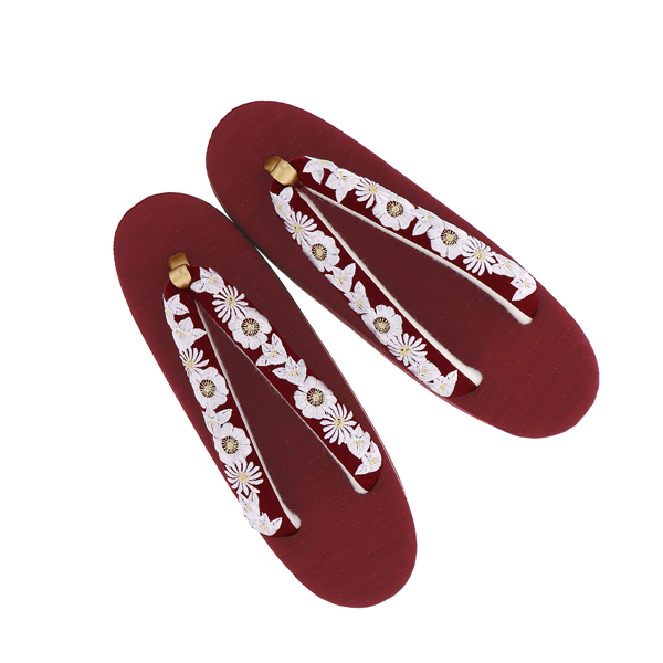 振袖 草履 成人式 レディース 振袖用草履 「橘菊刺繍 ワインレッド」 Fサイズ(M〜Lサイズ相当) 振袖草履 刺繍草履 振袖草履 フリーサイズ 【メール便不可】