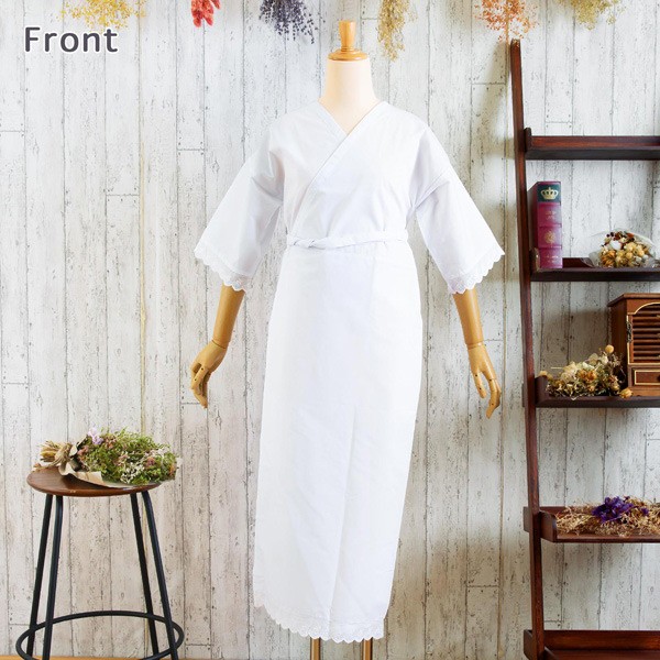 レース付き肌着 着物スリップ 裾除け付き肌襦袢 衣紋抜き付き 着崩れ防止 お手入れ簡単 おうちで洗える 春・夏・秋・冬用 オールシーズン【送料無料】【メール便のみ】