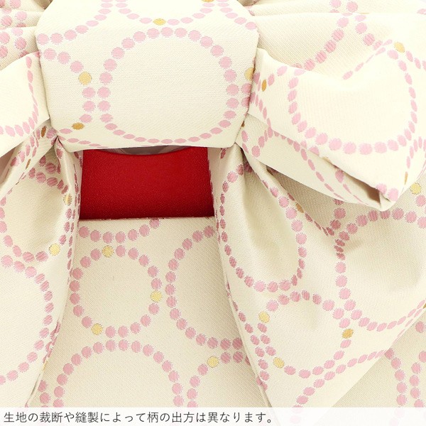 七五三 帯 7歳 作り帯 「ベージュ×ピンク 水玉」 女の子 四つ身