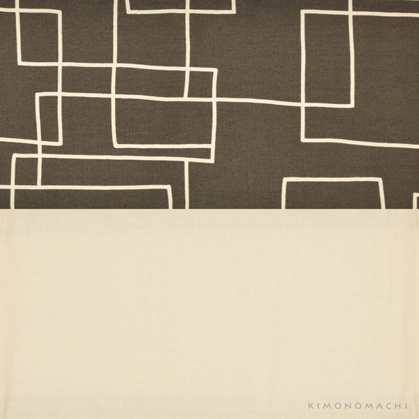 木綿半幅帯「チャコールグレー　スクエア」日本製 KIMONOMACHI オリジナル 木綿帯 半巾帯 コットン細帯 コットン帯 仕立て上がり帯 カジュアル 洒落帯＜H＞【メール便不可】