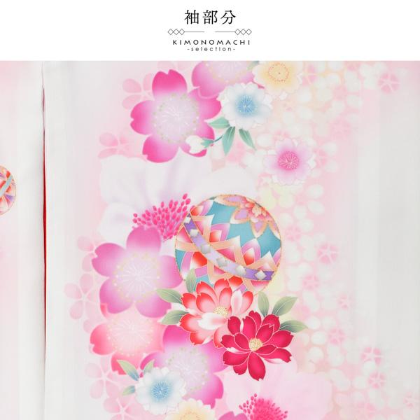 女の子のお宮参り産着 祝い着 「白×ピンク　鈴に桜」 一つ身 一ツ身 初着 お初着 御祝着 着物 熨斗目 のしめ 七五三 お宮詣り 祈願 お祈り 子供 キッズ 赤ちゃん ベビー 日本製 【メール便不可】