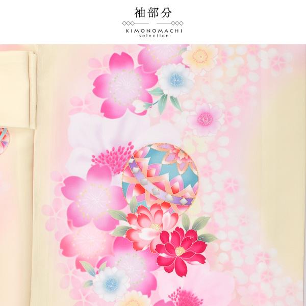 女の子のお宮参り産着 祝い着 「クリーム×ピンク 鈴に桜」 一つ身 一ツ身 初着 お初着 御祝着 着物 熨斗目 のしめ 七五三 お宮詣り 祈願 お祈り 子供 キッズ 赤ちゃん ベビー 日本製 【メール便不可】