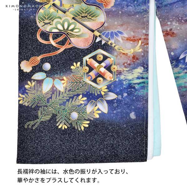 男の子のお宮参り産着 祝い着「藍墨色、撒き糊調 銀河に兜」熨斗目 のしめ 一つ身 一ツ身 初着 お初着 御祝着 着物 七五三 お宮詣り 祈願 お祈り 子供 キッズ 赤ちゃん ベビー 男児 日本製<H>【メール便不可】