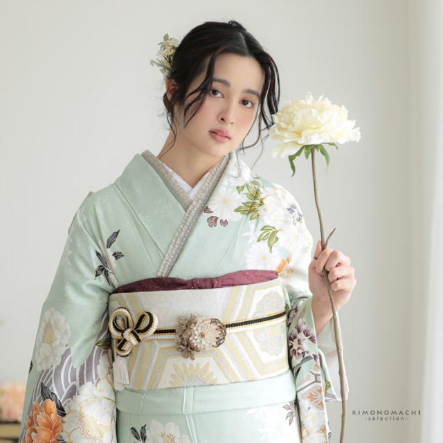 京くみひも 帯締め 振袖用 帯〆 正絹 単品「黒×白・赤×白・紫×白・白×白」日本製 成人式 結婚式 振袖 正絹帯締め 振袖用帯締め 着物 振袖小物【メール便不可】