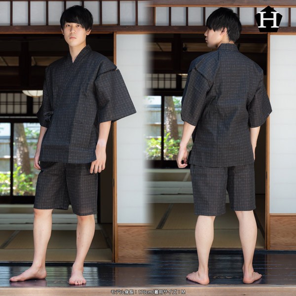 甚平 メンズ おしゃれ 「綿麻 しじら織り甚平」 全8柄 4サイズ S M L LL