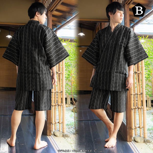 甚平 メンズ おしゃれ 「綿麻 しじら織り甚平」 全8柄 4サイズ S M L LL