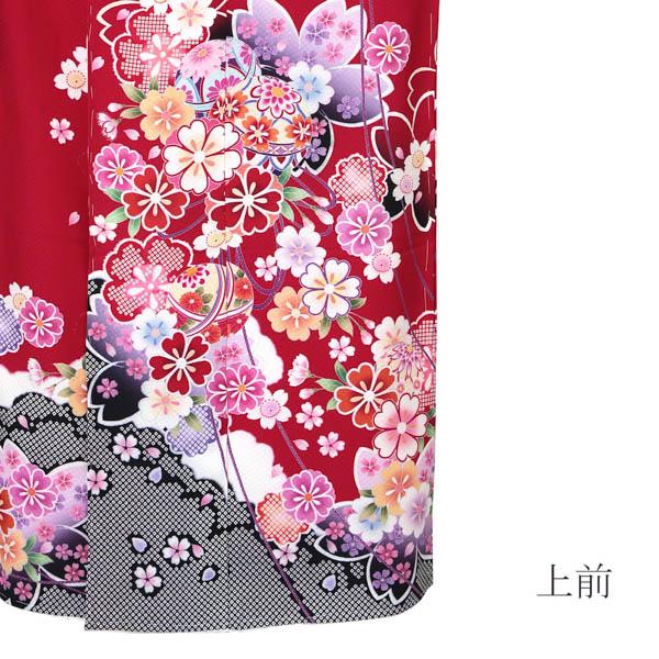 未仕立て 振袖 単品 「赤地　桜に手毬」 仮絵羽 振り袖 正絹 着物 レディース 成人式 結婚式 結納 パーティー 晴れ着 【メール便不可】