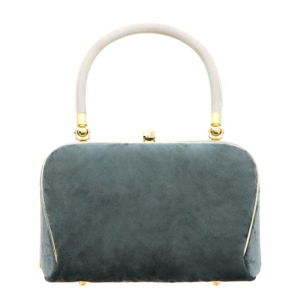 振袖草履バッグセット ベルベット  「スモークグリーン」 Fサイズ(M〜Lサイズ相当) 振袖草履バッグ 振袖バッグ 振袖草履 成人式【メール便不可】