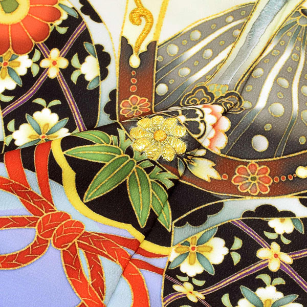 七五三 着物 男の子 5歳 ブランド 羽織袴セット Shikibu Roman 式部浪漫 「薄黄色　兜に向かい鶴」 フルセット 5歳向け 5才 五歳 男児用 着物セット 子供着物 五才のお祝い着 【メール便不可】