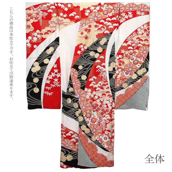 未仕立て 振袖 単品「象牙色地 熨斗取りに菊」日本製 仮絵羽 振り袖 正絹 着物 レディース 成人式 結婚式 結納 パーティー 晴れ着【メール便不可】