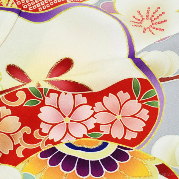 七五三 着物 7歳 ブランド 四つ身着物 単品 Shikibu Roman 式部浪漫「グレー×墨色 梅」女の子 7才 女児用 子供着物 七才のお祝い着向け 日本製【メール便不可】