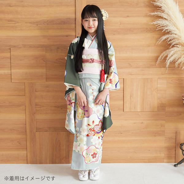 七五三 着物 7歳 ブランド 四つ身着物 単品 Shikibu Roman 式部浪漫「グレー×墨色 梅」女の子 7才 女児用 子供着物 七才のお祝い着向け 日本製【メール便不可】