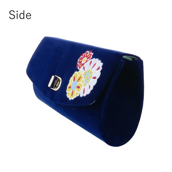 振袖 草履バッグセット「八重桜、菊　紺」Fサイズ 振袖草履バッグ 振袖バッグ 振袖草履 成人式【メール便不可】