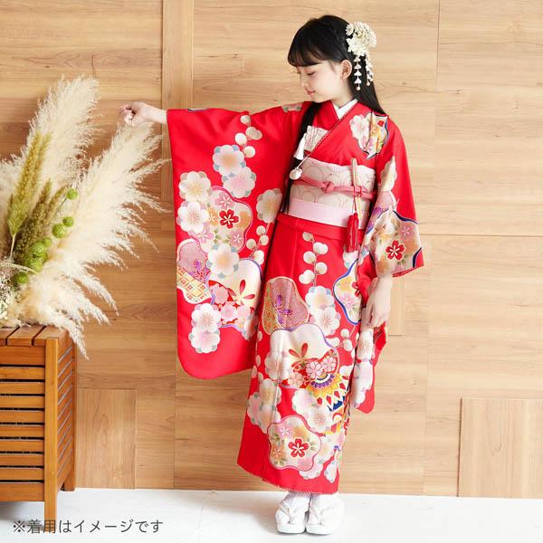 七五三 着物 7歳 ブランド 四つ身着物 単品 Shikibu Roman 式部浪漫 「赤　梅」 女の子 7才 女児用 子供着物 七才のお祝い着向け 日本製 【メール便不可】