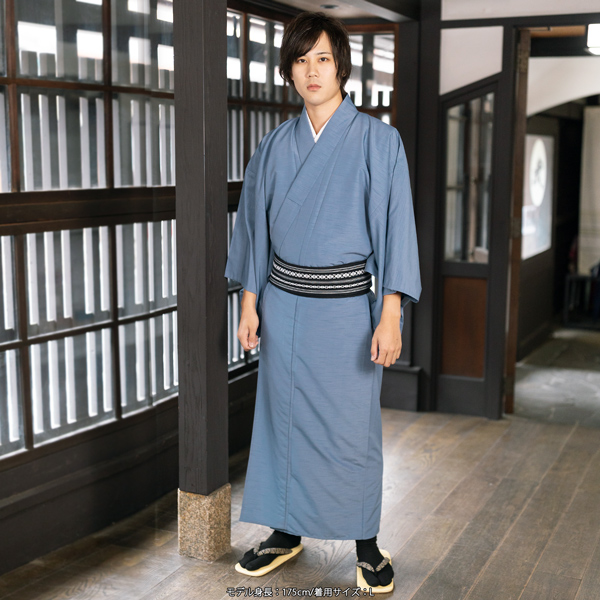 着物 男性 メンズ 洗える着物 単衣 単品 「シラチャ・ダークブラウン・コイネズ・ブルーグレー・ネイビー 全5色　紬風」 男着物 男性用着物 男性着物 メンズ着物 お仕立て上がり ポリエステル着物 単衣着物 ひとえ プレタ着物 男着物単品 mens kimono hitoe 【メール便不可】