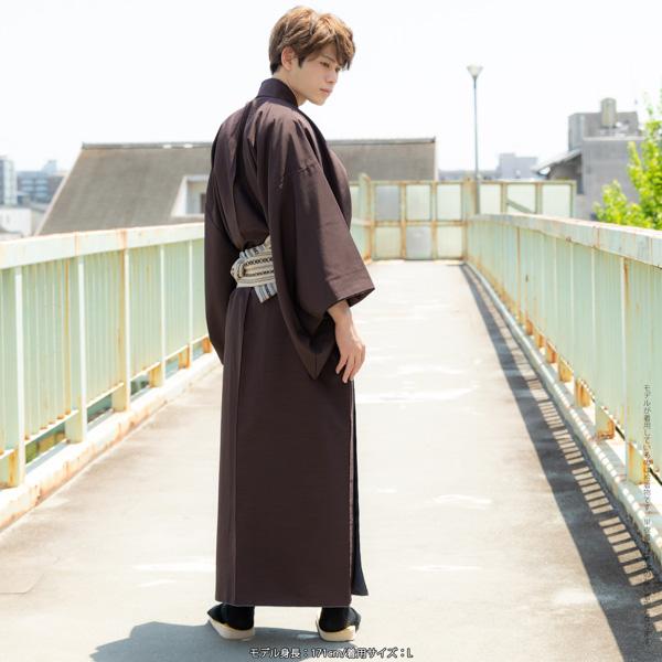 着物 男性 メンズ 洗える着物 単衣 単品 「シラチャ・ダークブラウン・コイネズ・ブルーグレー・ネイビー 全5色　紬風」 男着物 男性用着物 男性着物 メンズ着物 お仕立て上がり ポリエステル着物 単衣着物 ひとえ プレタ着物 男着物単品 mens kimono hitoe 【メール便不可】