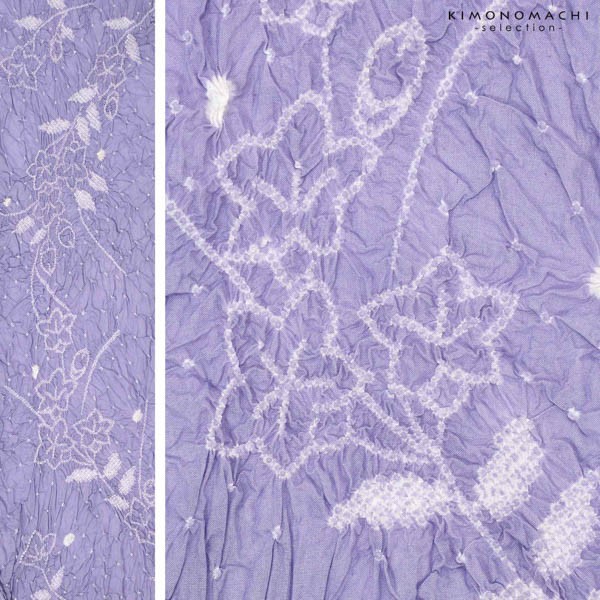 絞り浴衣反物「姫桔梗　藤色」女性浴衣 レディース浴衣 絞り浴衣 綿浴衣 未仕立て【メール便不可】