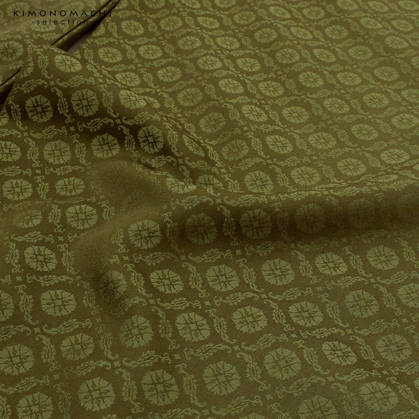 二尺袖着物 単品 紋意匠 無地「オリーブグリーン」日本製 お仕立て上がり レディース 洗える着物 二尺袖 着物 袴に合わせて 卒業式 謝恩会に＜U＞【メール便不可】