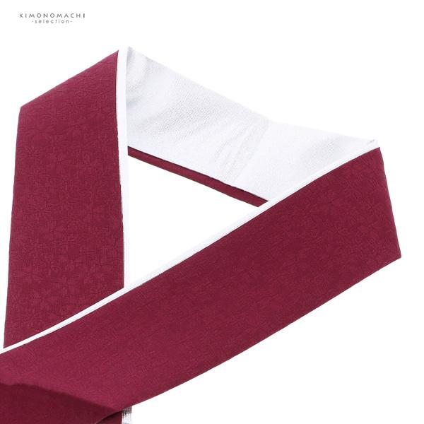 重ね衿 振袖用 伊達衿 正絹 「深紅色×シルバー」 コームピン付き リバーシブル 4way シンプル 無地 古典 アンティーク 成人式 振袖 卒業式 袴 フォーマル 着物 伊達襟 重ね襟 振袖小物 日本製 【メール便対応可】