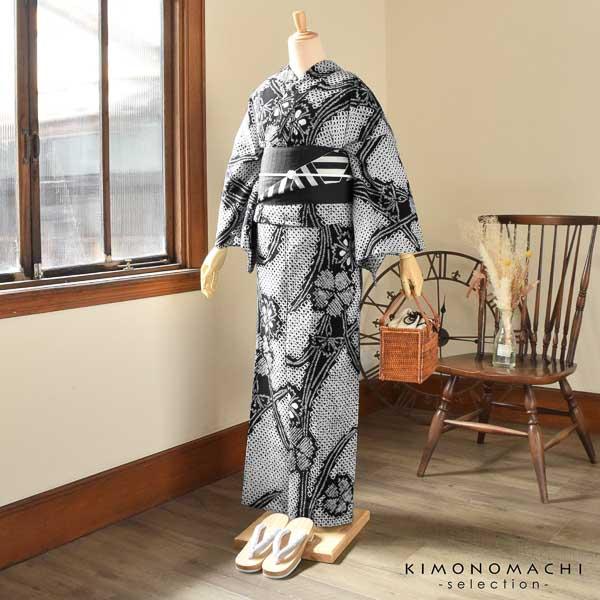 お仕立て上がり絞り浴衣単品「チャーミングなでしこ　黒」有松絞り 女性浴衣単品 レディース浴衣単品 綿 お仕立て上がり浴衣 yukata【メール便不可】