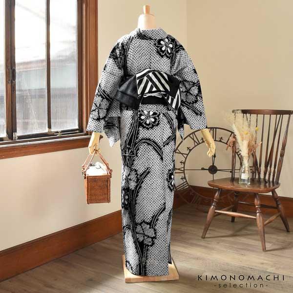 お仕立て上がり絞り浴衣単品「チャーミングなでしこ　黒」有松絞り 女性浴衣単品 レディース浴衣単品 綿 お仕立て上がり浴衣 yukata【メール便不可】