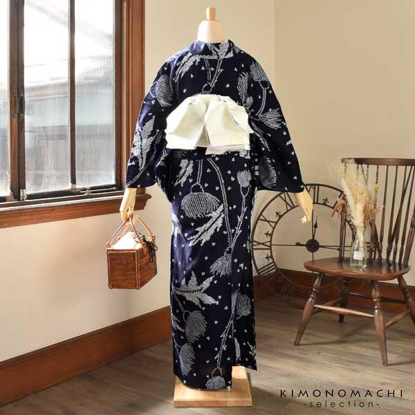 お仕立て上がり絞り浴衣単品「あざみ　紺」有松絞り 女性浴衣単品 レディース浴衣単品 綿 お仕立て上がり浴衣 yukata【メール便不可】