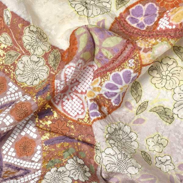 仕立て上がり 訪問着 単品 桂由美 「象牙色　辻が花に松、鈴」 正絹 着物 ブランド訪問着 七五三 入学式 卒業式 卒園式 結婚式 お宮参り 母 ママ 【メール便不可】