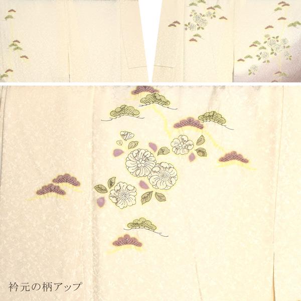 仕立て上がり 訪問着 単品 桂由美 「象牙色　辻が花に松、鈴」 正絹 着物 ブランド訪問着 七五三 入学式 卒業式 卒園式 結婚式 お宮参り 母 ママ 【メール便不可】