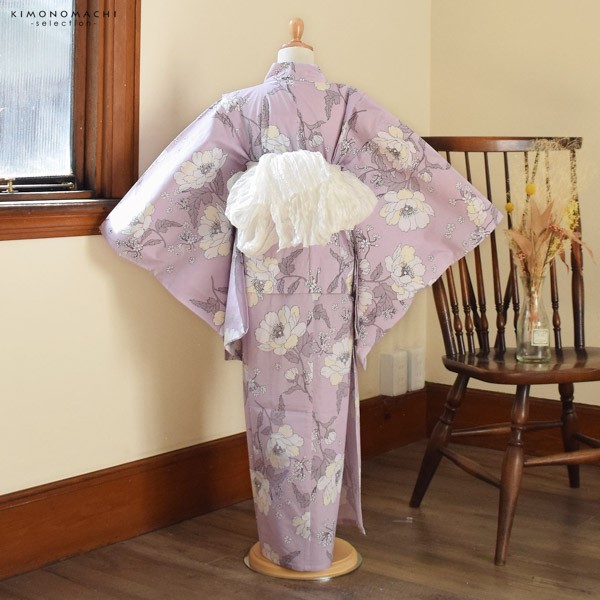 浴衣 子供 女の子 子供浴衣 単品「ライラックカラー アネモネ」110cm/120cm/130cm/140cm/150cm こども 子ども キッズ  ジュニア ゆかた yu｜au PAY マーケット