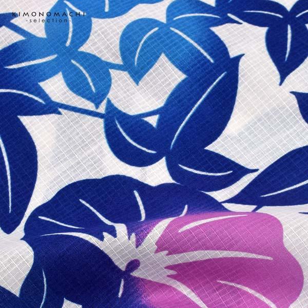 ブランド浴衣セット 浴衣と半幅帯の2点セット 「浴衣 白地 朝顔、紺＋半幅帯 水面（みなも） 若紫」 平祐奈 小袋帯 レディース Fサイズ 女性浴衣 綿浴衣 変わり織り浴衣 【メール便不可】