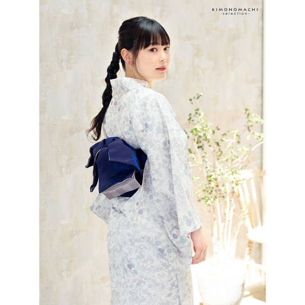 浴衣 レディース 女性浴衣単品「白地　四季花」ポリエステル浴衣 プレタ浴衣 お仕立て上がり浴衣 大人浴衣 Fサイズ 女性用 女性浴衣 ゆかた【メール便不可】