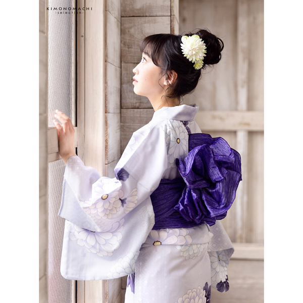 浴衣 レディース 女性浴衣単品「雪輪取りに八重菊」ポリエステル浴衣 プレタ浴衣 お仕立て上がり浴衣 大人浴衣 Fサイズ 女性用 女性浴衣 ゆかた【メール便不可】