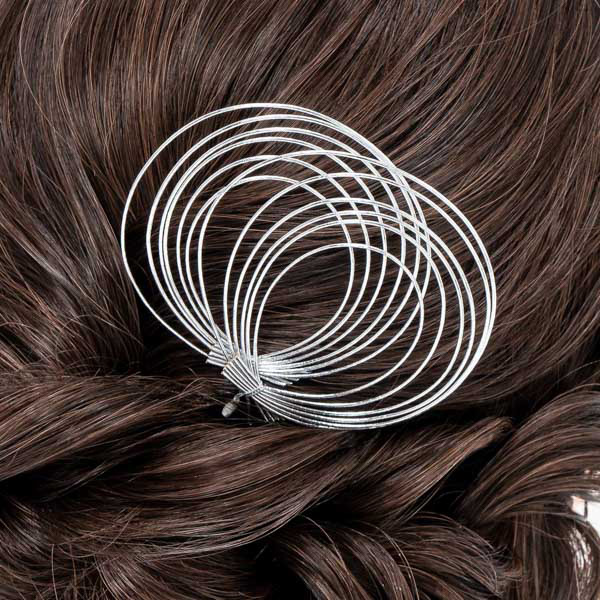 水引き 髪飾り 単品「水引輪飾り、二重　ゴールド・シルバー #1544」日本製 Uピン髪飾り 成人式、卒業式に ヘアアレンジ ポイント髪飾り【メール便不可】