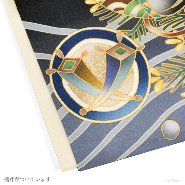 七五三 着物 男の子 5歳 羽織袴セット「黒　兜に波、笹」フルセット 5歳向け 5才 五歳 男児用 着物セット 子供着物 五才のお祝い着【メール便不可】