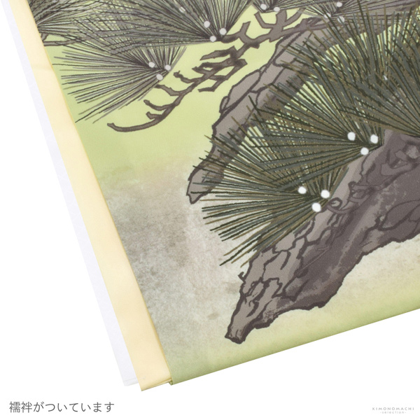 七五三 着物 男の子 5歳 羽織袴セット「若葉色　鷹に松」フルセット 5歳向け 5才 五歳 男児用 着物セット 子供着物 五才のお祝い着【メール便不可】