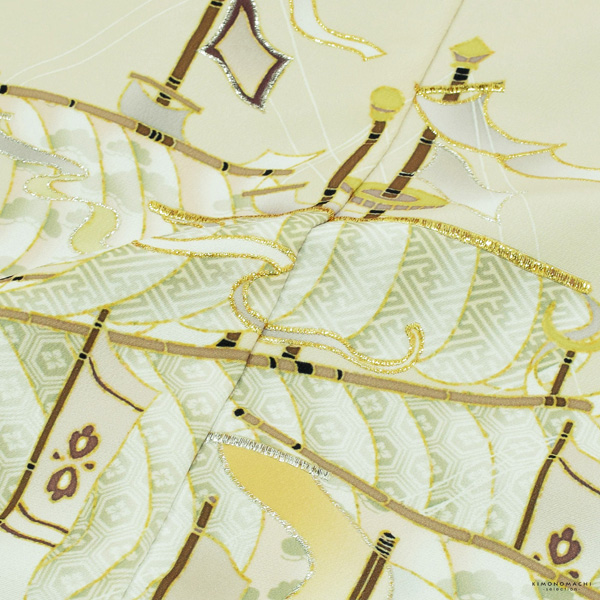 七五三 着物 男の子 5歳 羽織袴セット「砂色　波に帆船」フルセット 5歳向け 5才 五歳 男児用 着物セット 子供着物 五才のお祝い着【メール便不可】