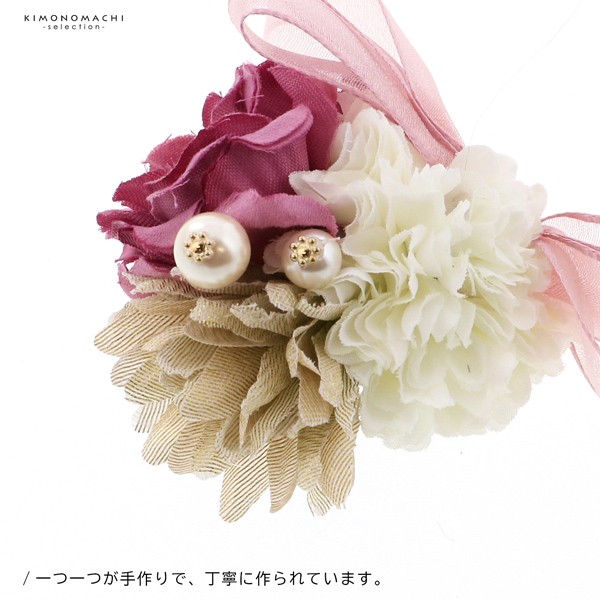 髪飾り クリップ 単品 「リボンブーケ パープル・ローズレッド・ブルー」 ヘアアクセサリー 大人用・子供用 レディース 浴衣 カジュアル着物 七五三 女の子 ワンポイント【メール便不可】