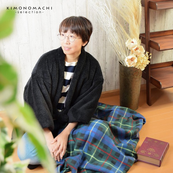 半纏 フリース半纏 レディース 単品「フリース ブラック」M/Lサイズ ふわふわ もこもこ あったか あたたか かわいい はんてん 部屋着 ちゃんちゃんこ 半天 袢纏 どてら 女性 節電 エコ ぽっかぽか【メール便不可】