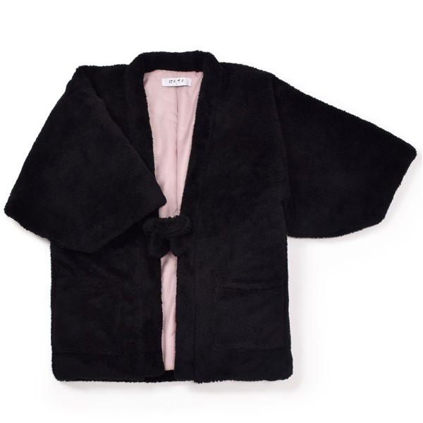 半纏 フリース半纏 レディース 単品「フリース ブラック」M/Lサイズ ふわふわ もこもこ あったか あたたか かわいい はんてん 部屋着 ちゃんちゃんこ 半天 袢纏 どてら 女性 節電 エコ ぽっかぽか【メール便不可】