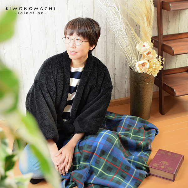 半纏 フリース半纏 レディース 単品「フリース アイボリー・ブラック」M/Lサイズ ふわふわ もこもこ あったか あたたか かわいい はんてん 女性 節電 エコ ぽっかぽか【メール便不可】